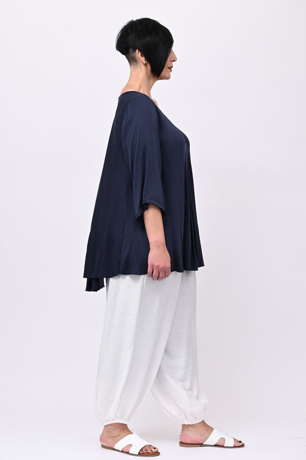 Blusa viscosa svasata - Blu