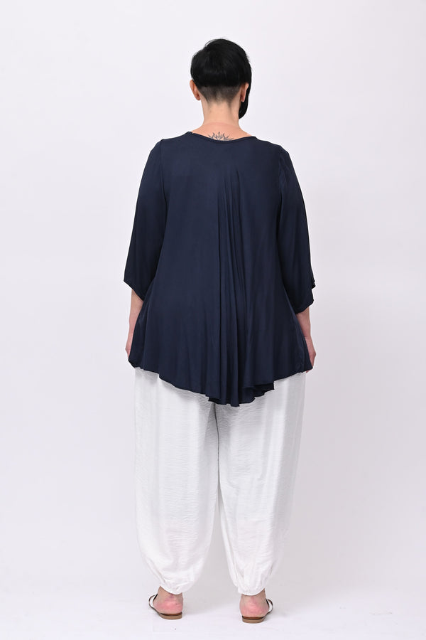 Blusa viscosa svasata - Blu