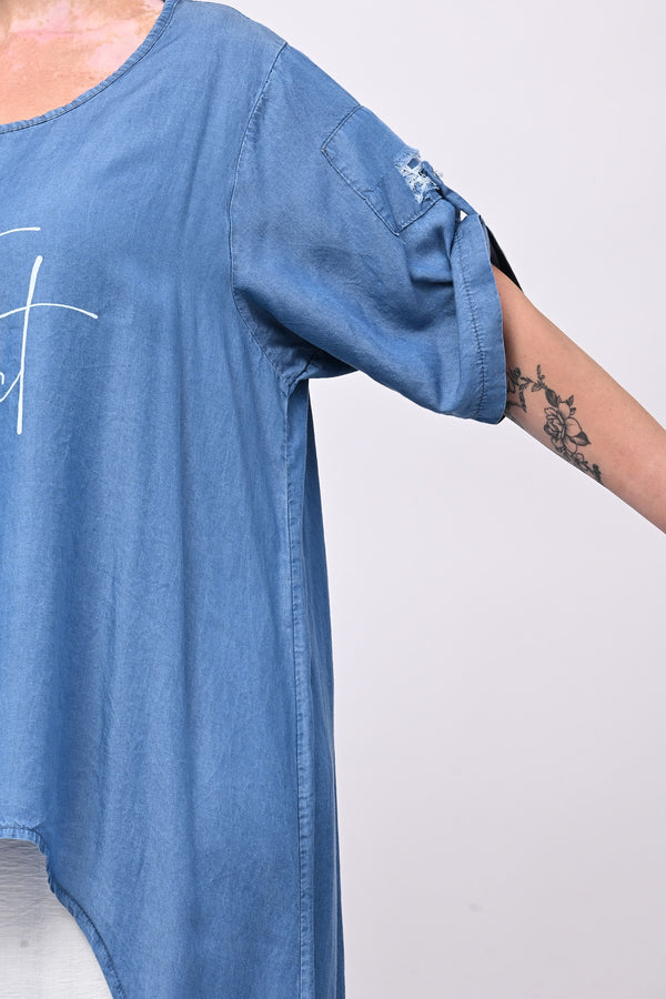 Camicia chambrie coda - Jeans medio