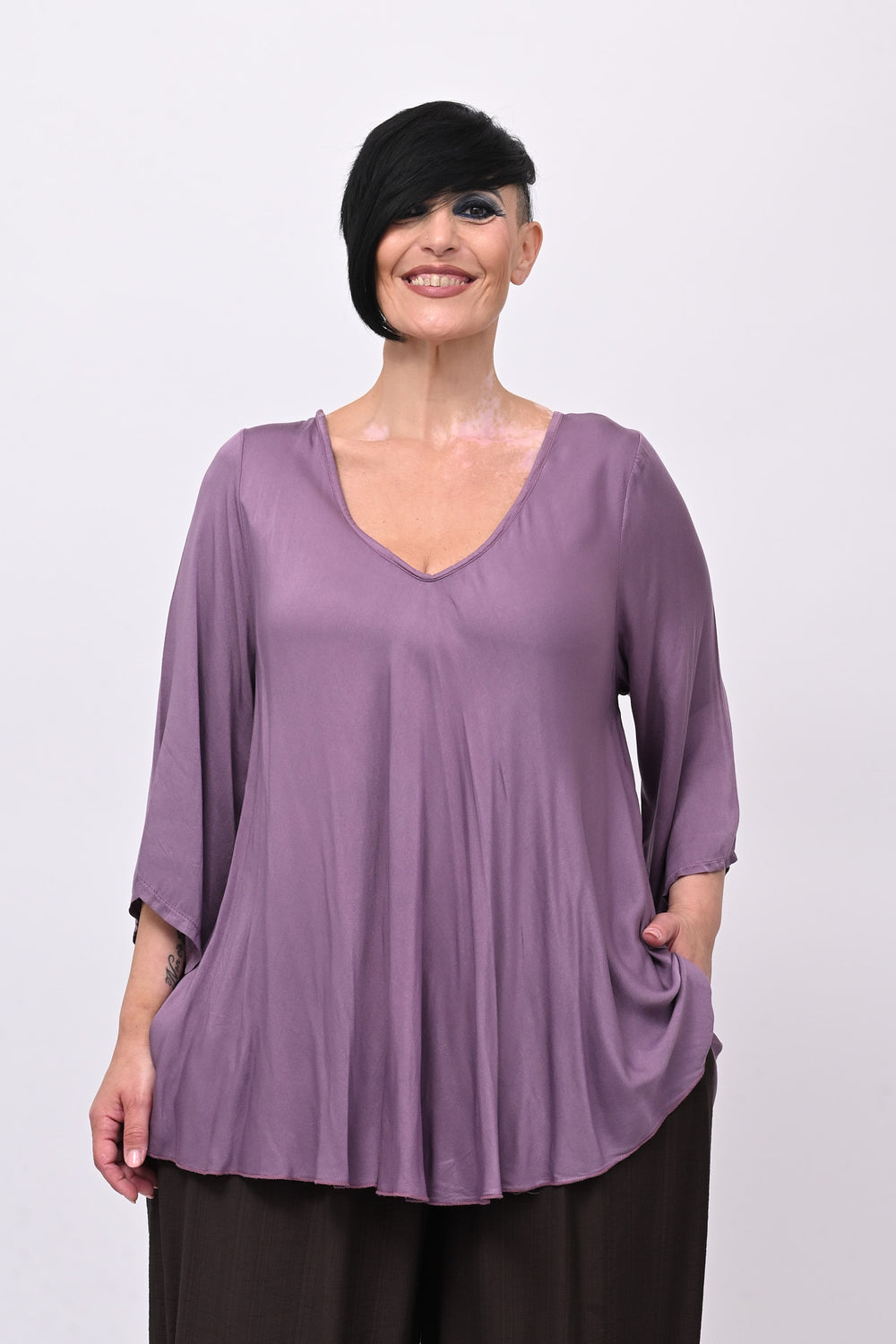 Blusa viscosa svasata - Glicine
