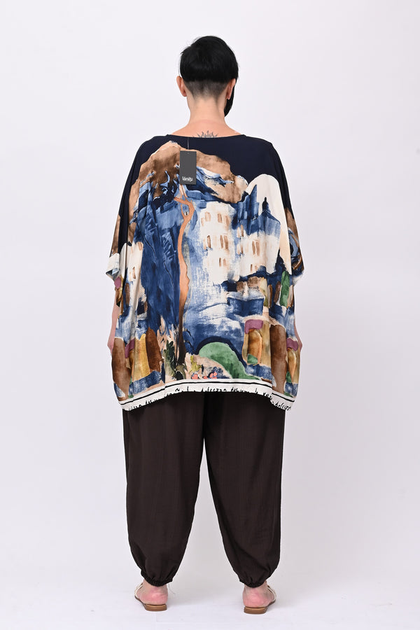 Maglia stampa paesaggio - Blu