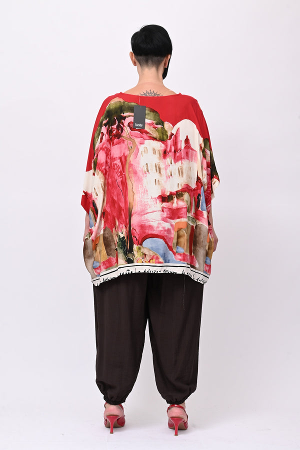 Maglia stampa paesaggio - Rosso
