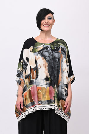 Maglia stampa paesaggio - Nero