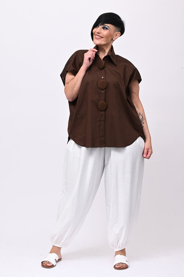 Camicia maxi bottoni - Moro