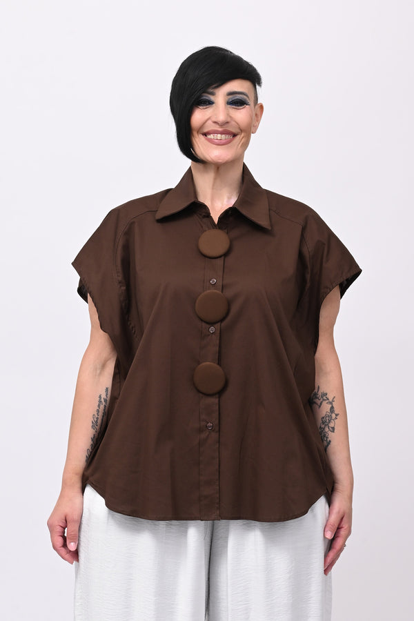 Camicia maxi bottoni - Moro