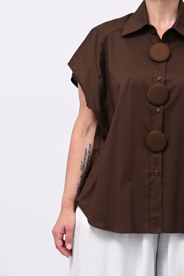 Camicia maxi bottoni - Moro