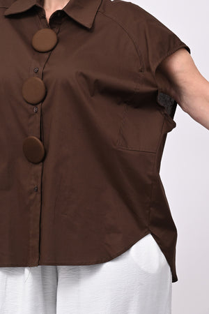 Camicia maxi bottoni - Moro