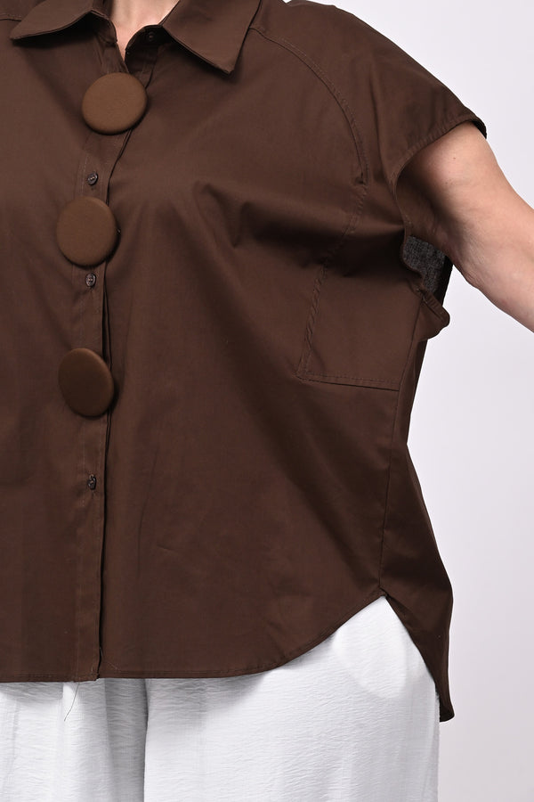 Camicia maxi bottoni - Moro