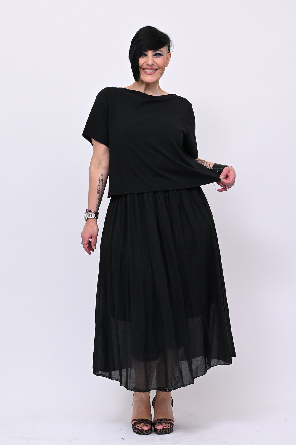 Abito t-shirt crop - Nero