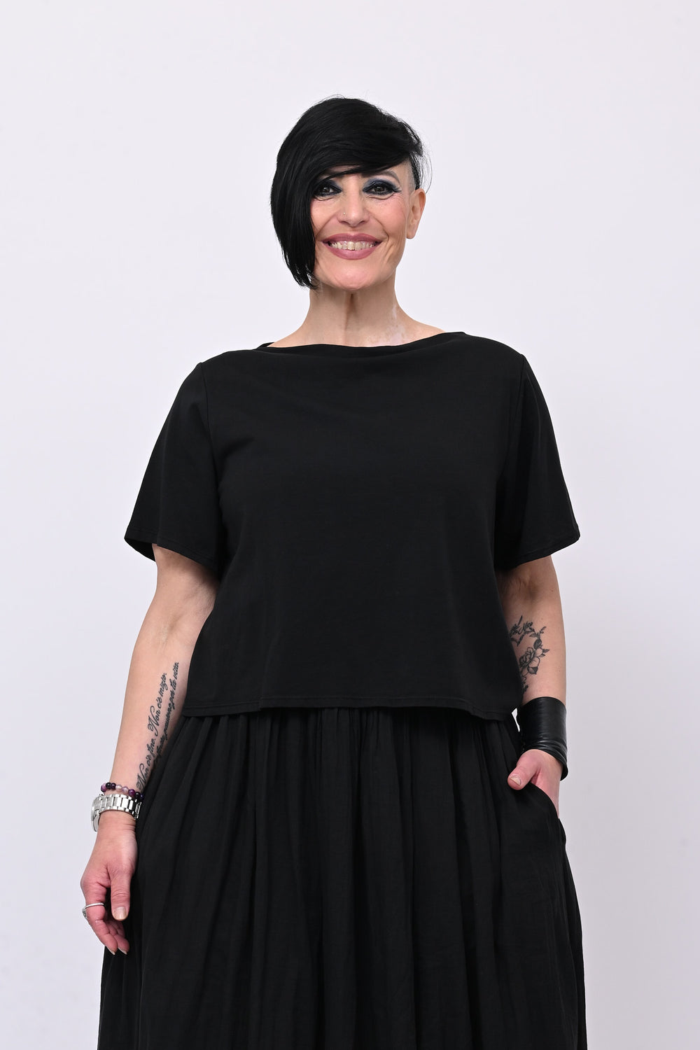 Abito t-shirt crop - Nero
