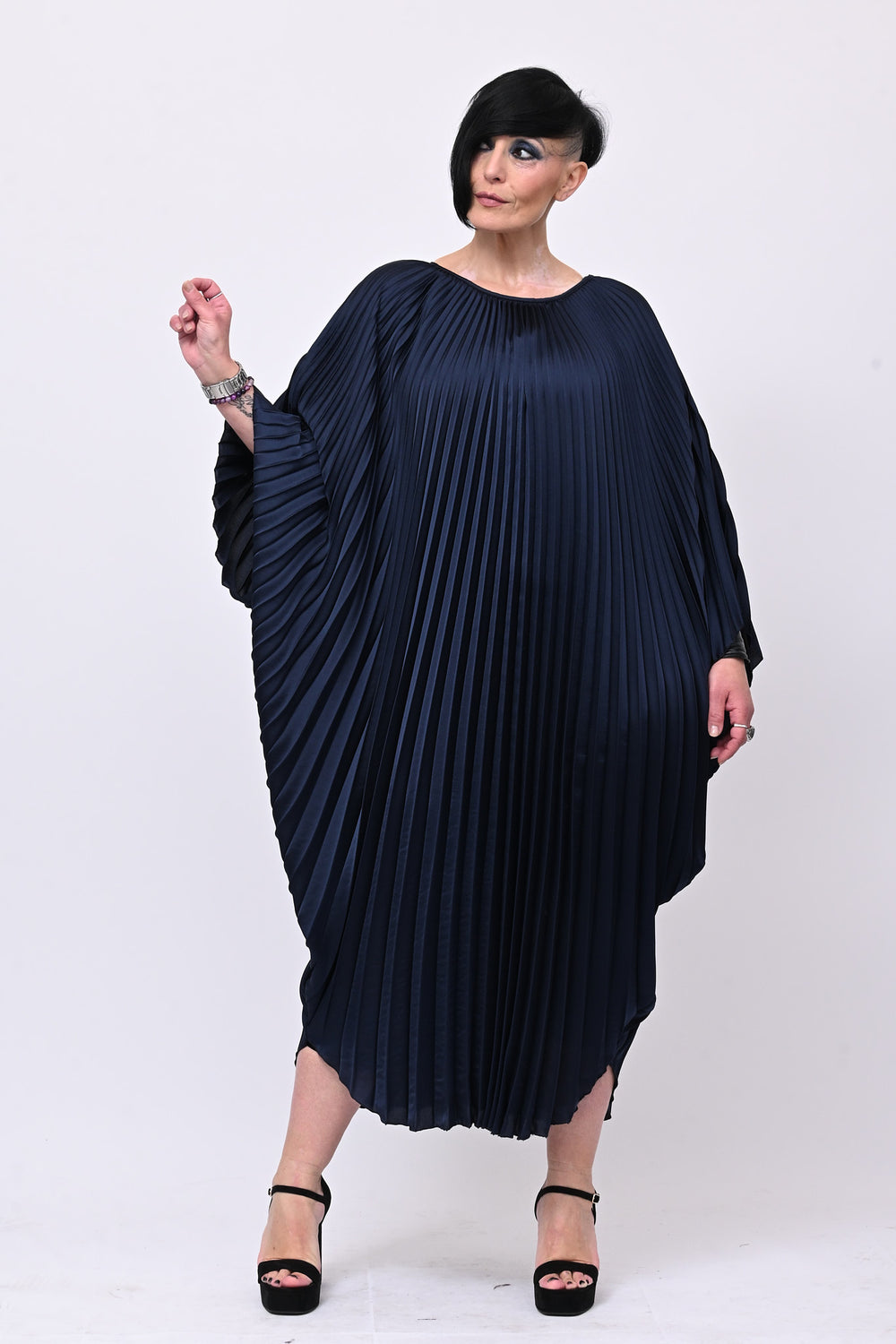Caftano plisse over - Blu