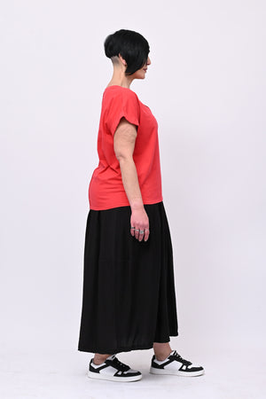 T-shirt V risvoltino - Rosso