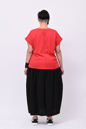 T-shirt V risvoltino - Rosso