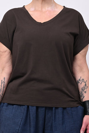 T-shirt V risvoltino - Moro