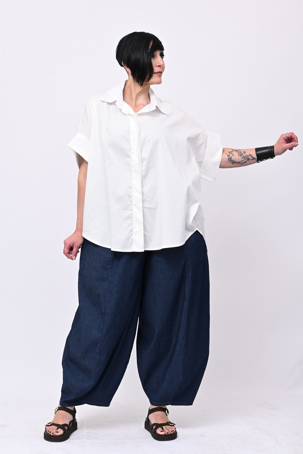 Camicia cotone stodata - Bianco