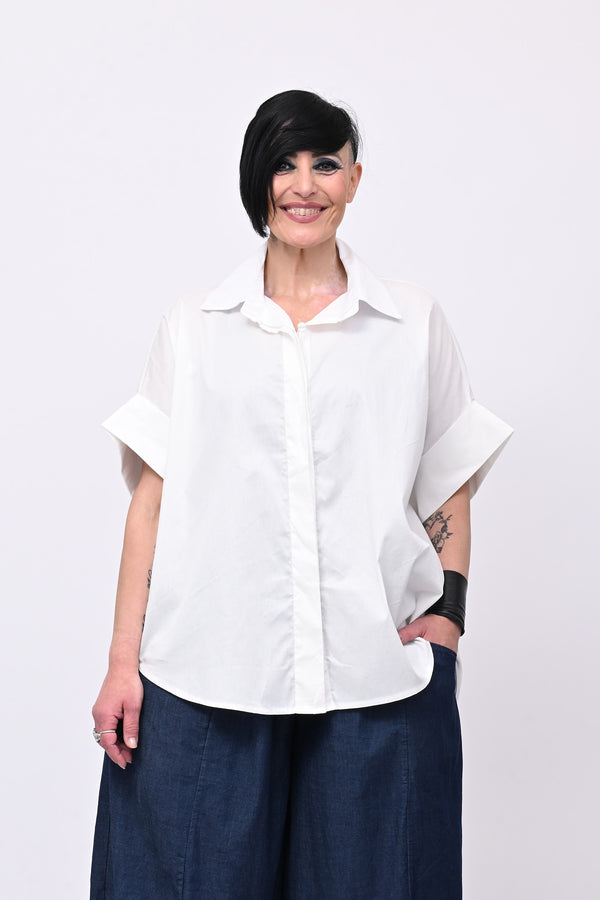 Camicia cotone stodata - Bianco