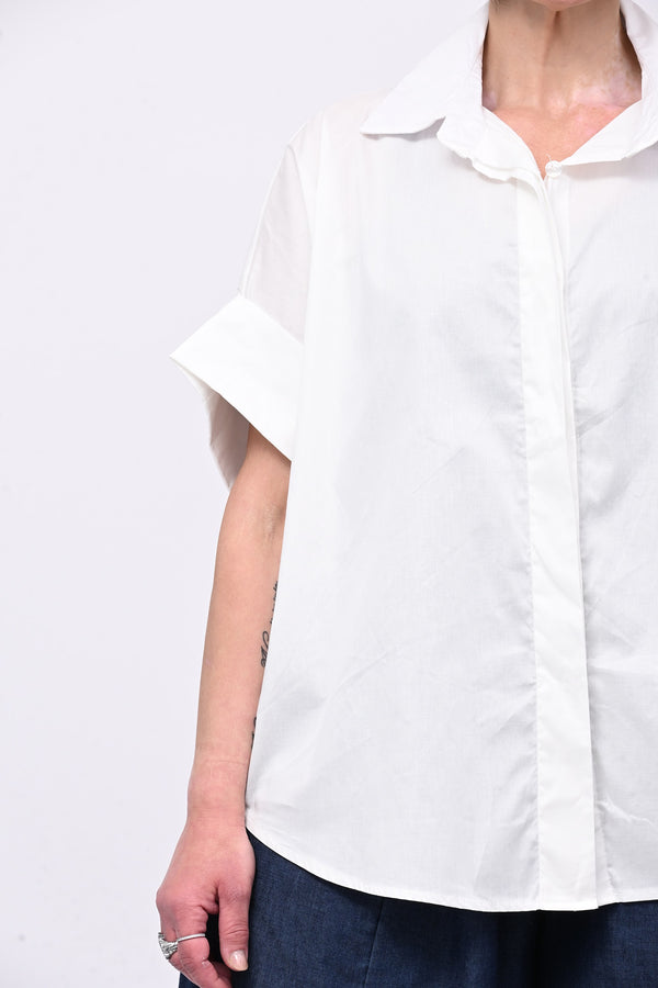 Camicia cotone stodata - Bianco