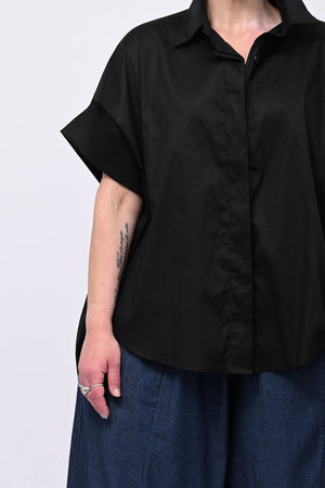 Camicia cotone stodata - Nero
