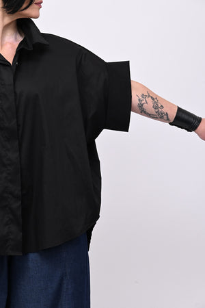 Camicia cotone stodata - Nero