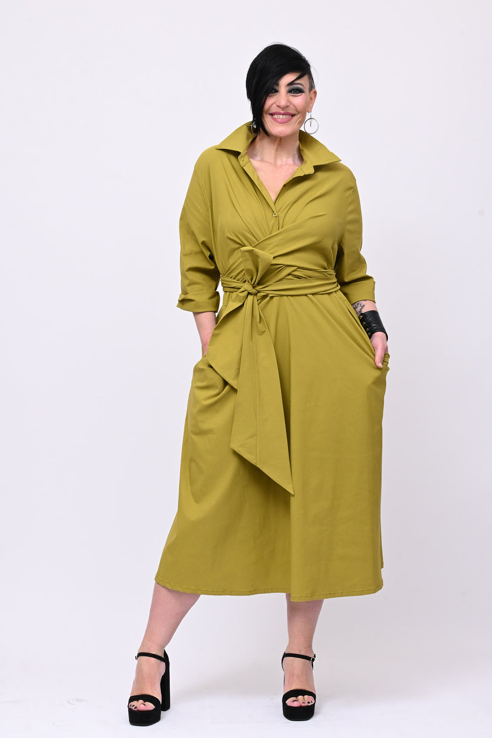 Abito incrocio bengalina over - Lime