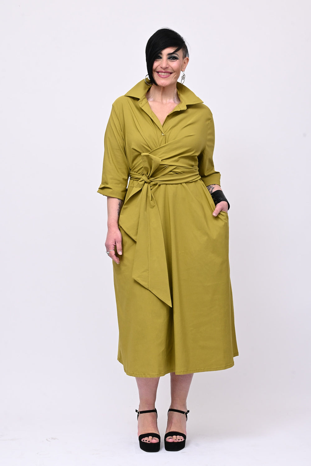 Abito incrocio bengalina over - Lime