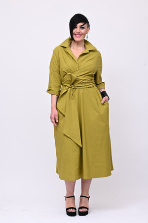 Abito incrocio bengalina over - Lime