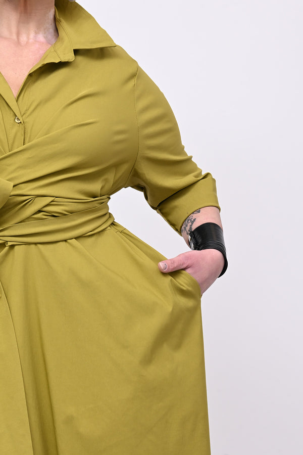 Abito incrocio bengalina over - Lime