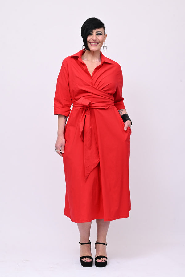 Abito incrocio bengalina over - Rosso
