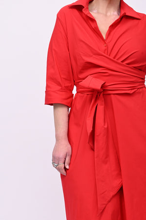 Abito incrocio bengalina over - Rosso