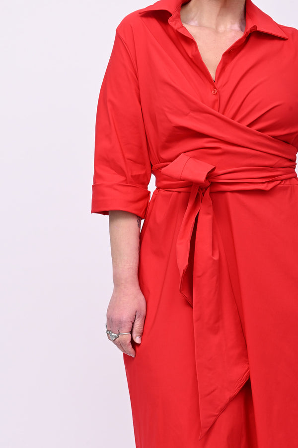 Abito incrocio bengalina over - Rosso