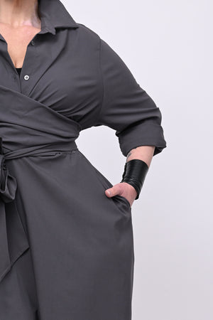Abito incrocio bengalina over - Piombo
