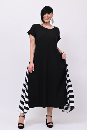 Abito righe lato - Nero