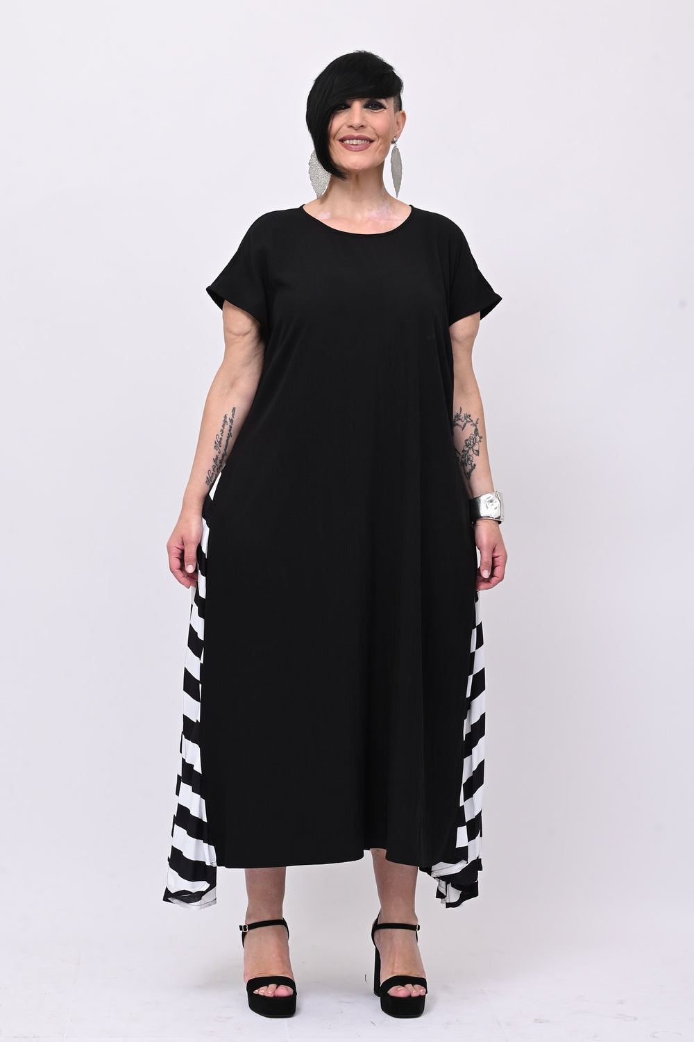 Abito righe lato - Nero