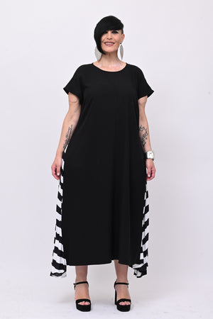 Abito righe lato - Nero