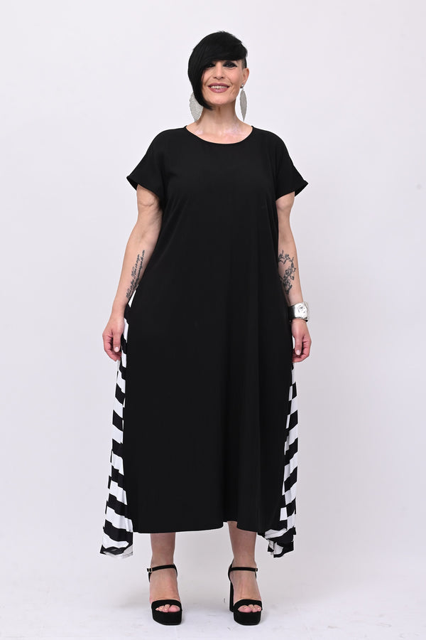 Abito righe lato - Nero