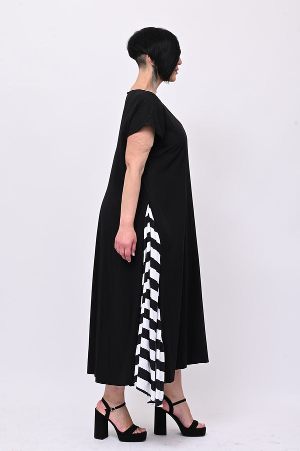 Abito righe lato - Nero