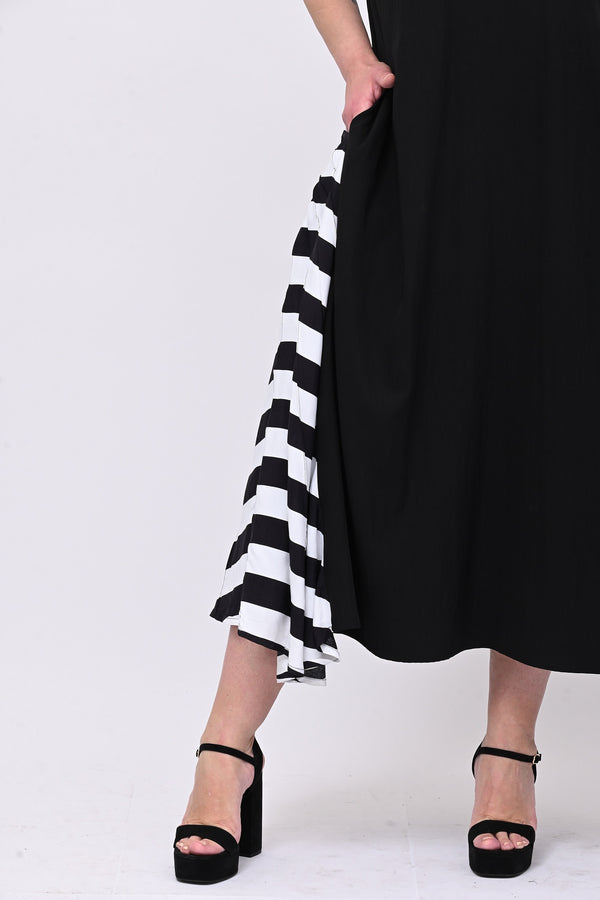 Abito righe lato - Nero