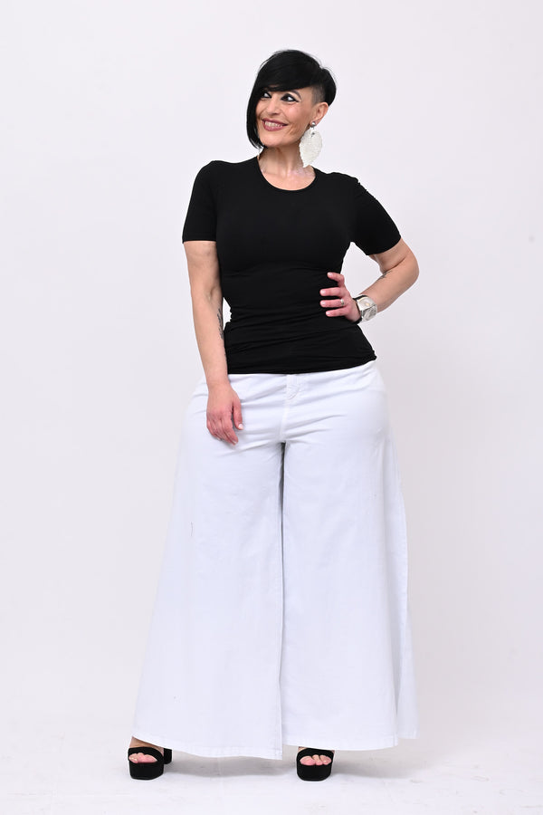Jeans cotone palazzone - Bianco