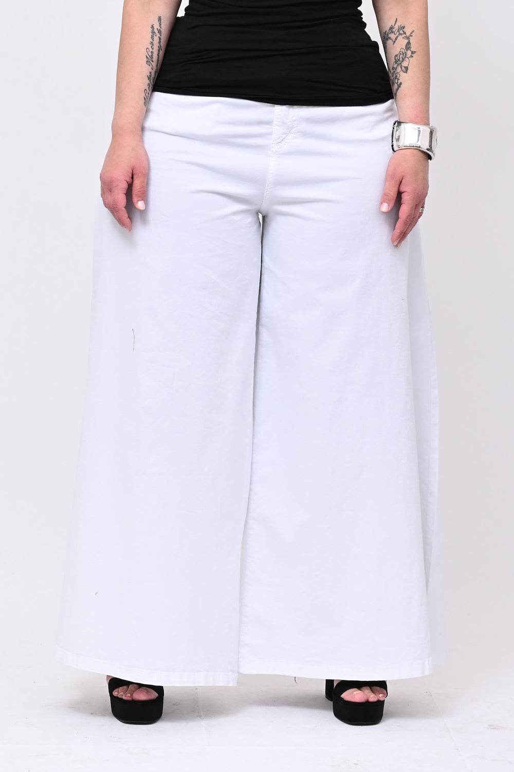 Jeans cotone palazzone - Bianco