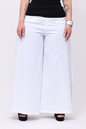 Jeans cotone palazzone - Bianco