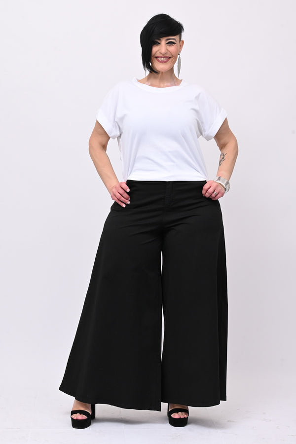 Jeans cotone palazzone - Nero