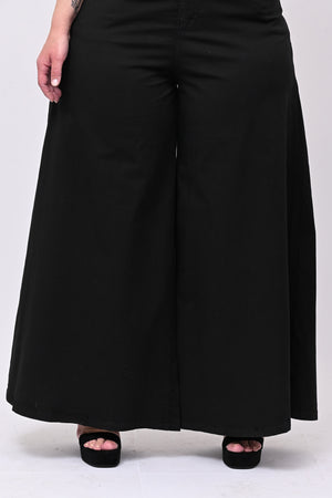 Jeans cotone palazzone - Nero