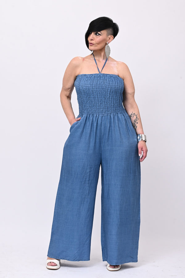 Jumpsuite chambrie fascia - Jeans medio