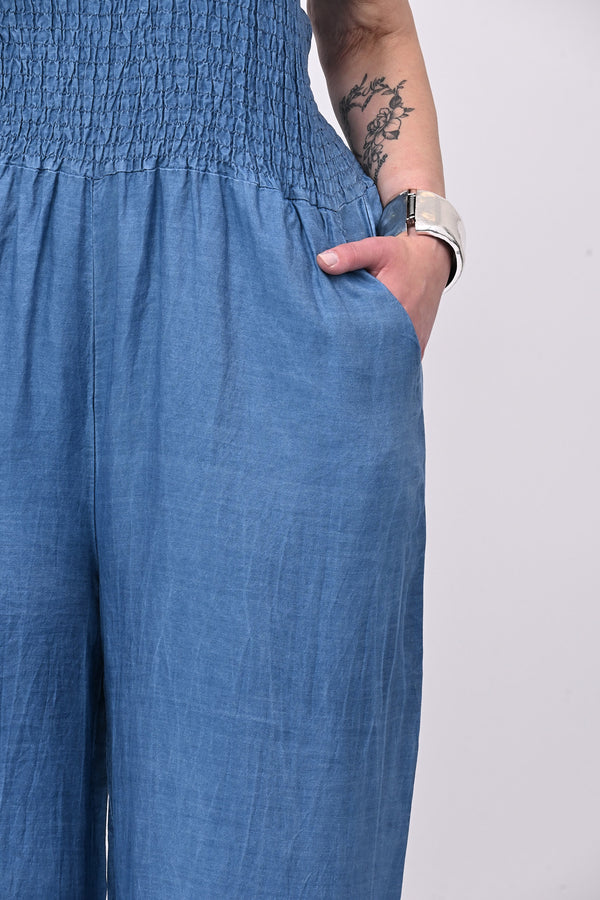 Jumpsuite chambrie fascia - Jeans medio