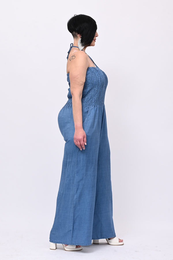 Jumpsuite chambrie fascia - Jeans medio