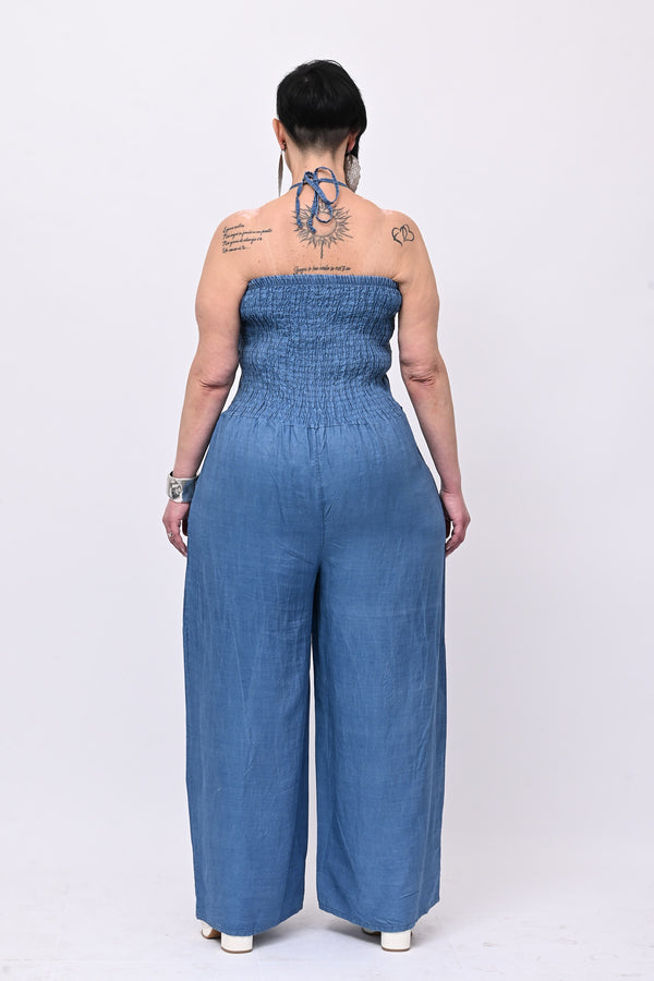 Jumpsuite chambrie fascia - Jeans medio