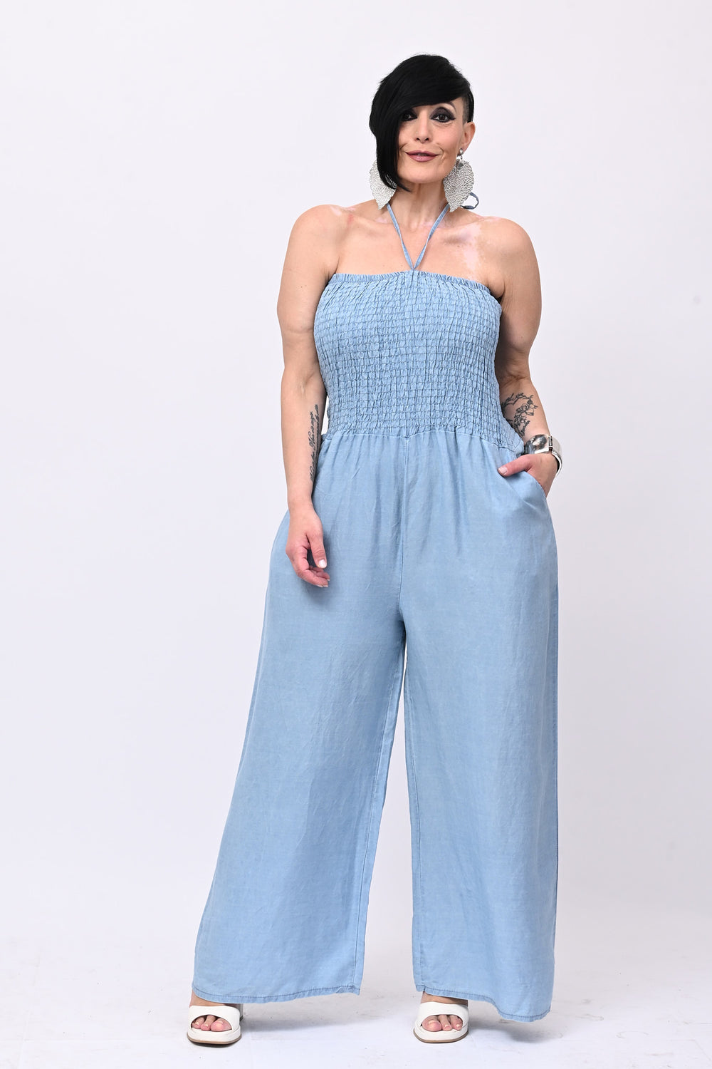 Jumpsuite chambrie fascia - Jeans chiaro