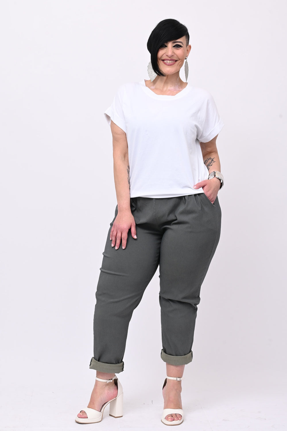 Pantalone bengalina over - Grigio piombo