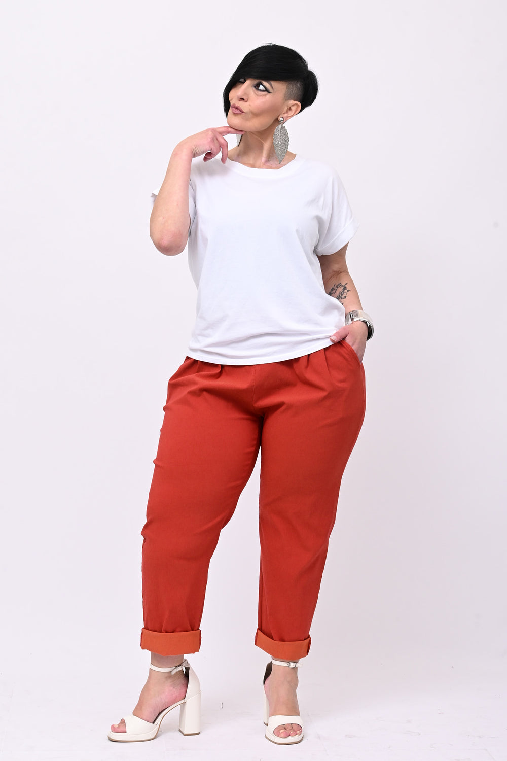 Pantalone bengalina over - Mattone