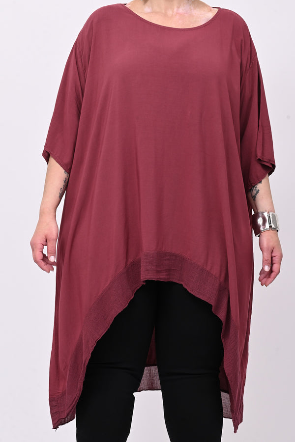Maxi blusa asimmetrica bordo - Vino